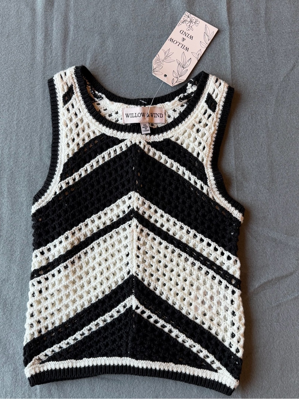 Willow & Wind Crochet Chevron Sweater Tank NWT XS